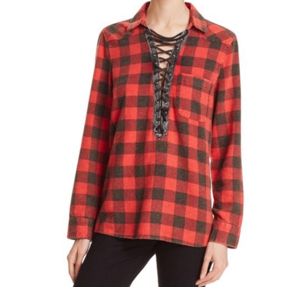 Vintage Havana lace up flannel. Medium